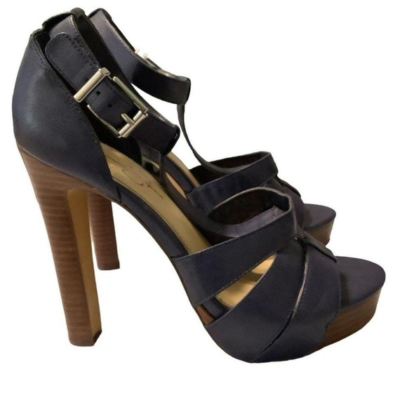 Jessica Simpson blue Ankle Strap‎ 5" heel Sandal size 7.5 - Picture 1 of 7